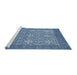 Serging Thickness of Machine Washable Contemporary Denim Blue Rug, wshcon137