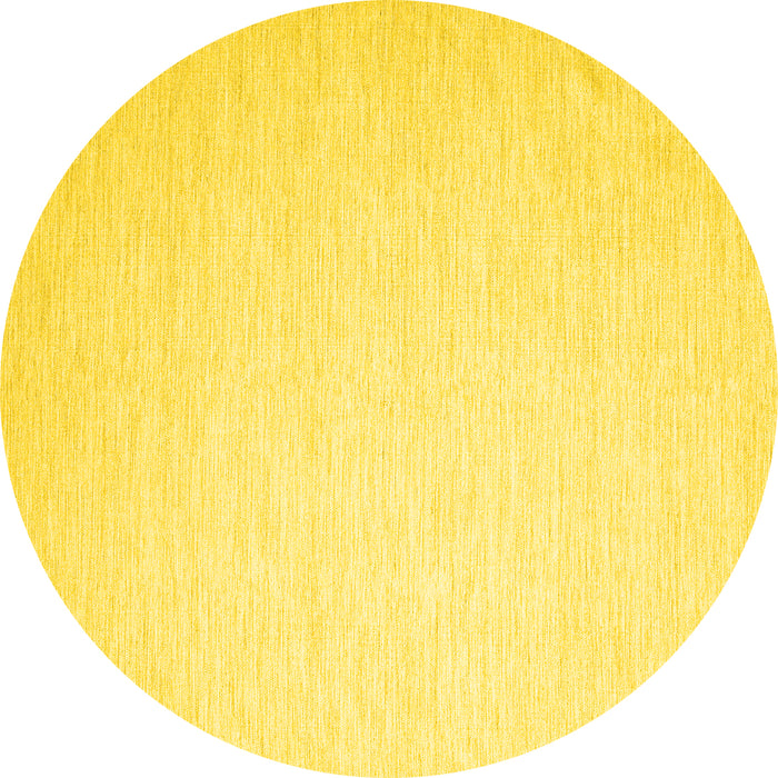 Round Machine Washable Solid Yellow Modern Rug, wshcon1370yw
