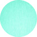 Round Machine Washable Solid Turquoise Modern Area Rugs, wshcon1370turq