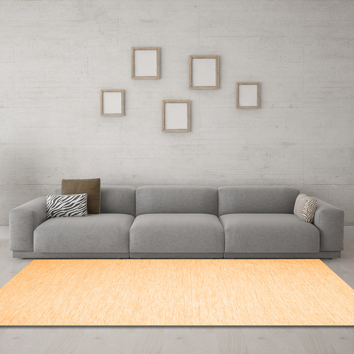 Machine Washable Solid Orange Modern Area Rugs in a Living Room, wshcon1370org