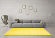 Machine Washable Solid Yellow Modern Rug in a Living Room, wshcon1370yw