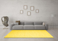 Machine Washable Solid Yellow Modern Rug, wshcon1370yw