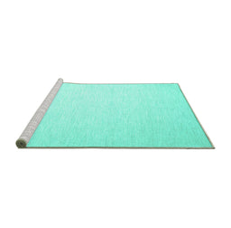 Sideview of Machine Washable Solid Turquoise Modern Area Rugs, wshcon1370turq