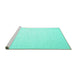 Sideview of Machine Washable Solid Turquoise Modern Area Rugs, wshcon1370turq