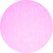 Round Machine Washable Solid Pink Modern Rug, wshcon1370pnk