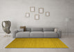 Machine Washable Abstract Yellow Contemporary Rug in a Living Room, wshcon1371yw