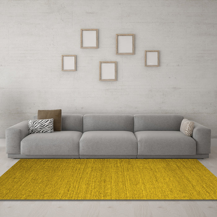 Machine Washable Abstract Yellow Contemporary Rug in a Living Room, wshcon1371yw