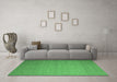 Machine Washable Abstract Emerald Green Contemporary Area Rugs in a Living Room,, wshcon1371emgrn