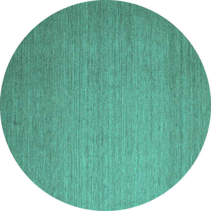 Round Abstract Turquoise Contemporary Rug, con1371turq