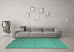 Machine Washable Abstract Turquoise Contemporary Area Rugs in a Living Room,, wshcon1371turq