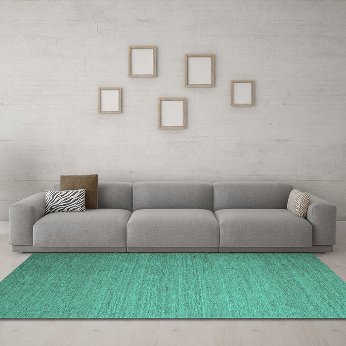 Machine Washable Abstract Turquoise Contemporary Area Rugs in a Living Room,, wshcon1371turq