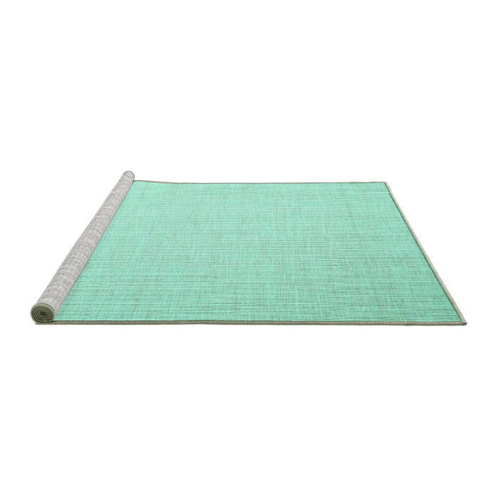 Sideview of Machine Washable Abstract Turquoise Contemporary Area Rugs, wshcon1372turq