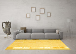Machine Washable Abstract Yellow Contemporary Rug in a Living Room, wshcon1372yw