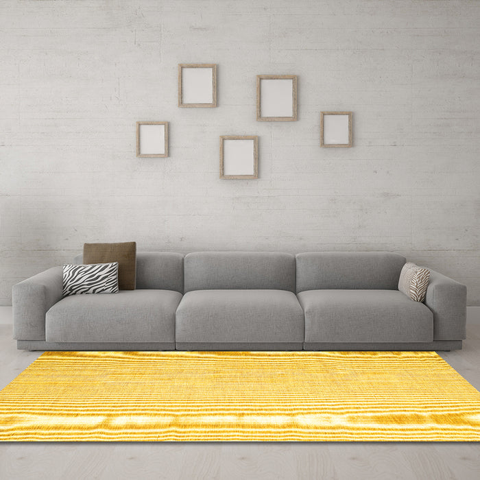 Machine Washable Abstract Yellow Contemporary Rug in a Living Room, wshcon1372yw