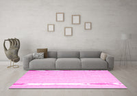 Machine Washable Abstract Pink Contemporary Rug, wshcon1372pnk