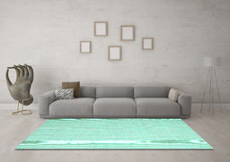 Machine Washable Abstract Turquoise Contemporary Area Rugs in a Living Room,, wshcon1372turq