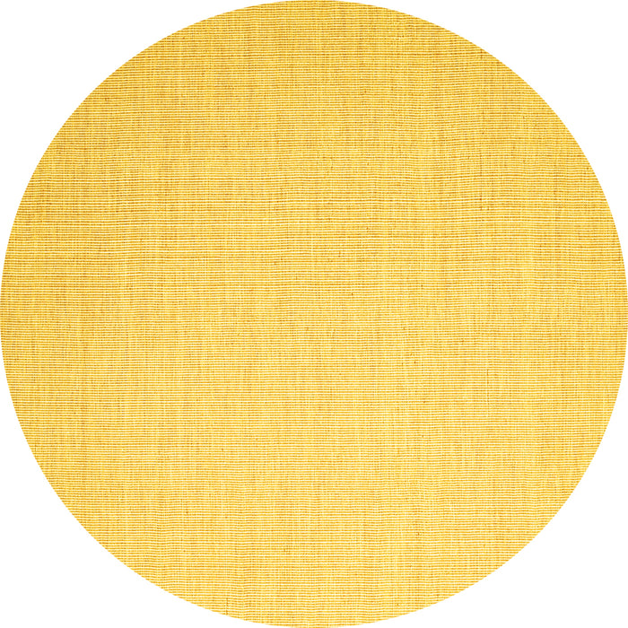 Round Machine Washable Abstract Yellow Contemporary Rug, wshcon1372yw