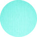 Round Machine Washable Abstract Turquoise Contemporary Area Rugs, wshcon1373turq