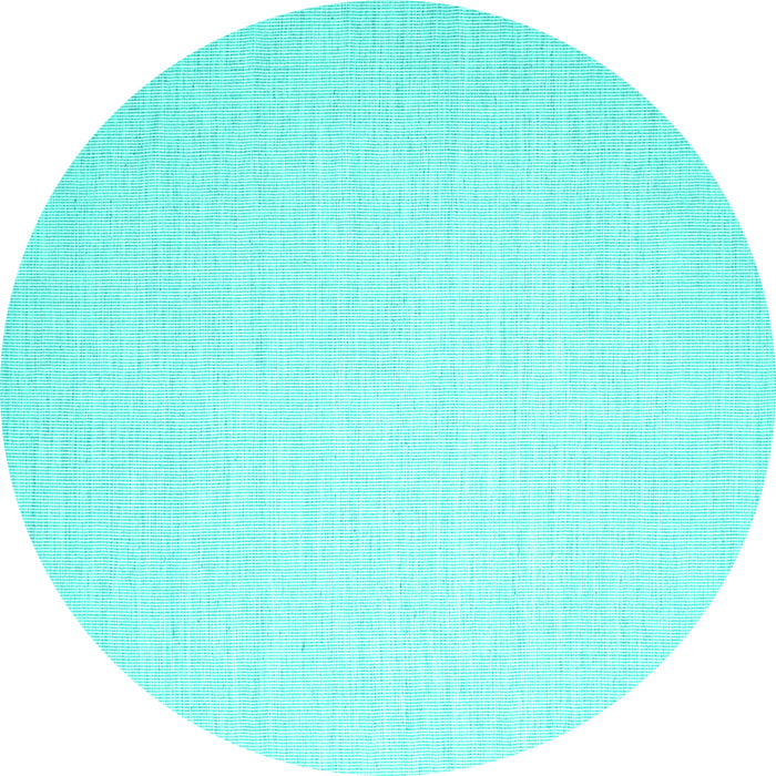 Round Abstract Turquoise Contemporary Rug, con1373turq