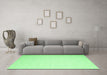 Machine Washable Abstract Emerald Green Contemporary Area Rugs in a Living Room,, wshcon1373emgrn