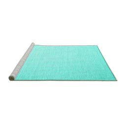 Sideview of Machine Washable Abstract Turquoise Contemporary Area Rugs, wshcon1373turq