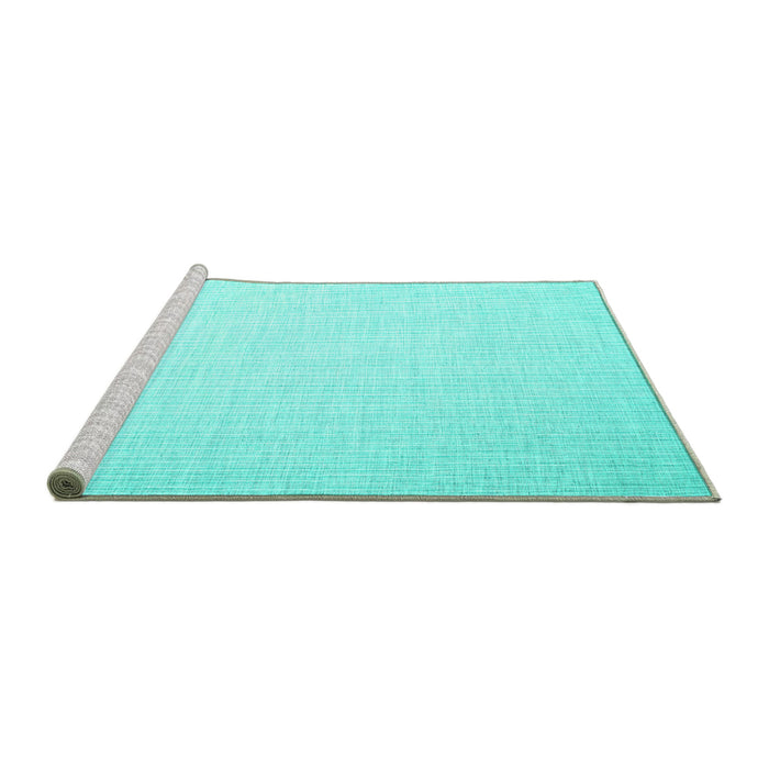 Sideview of Machine Washable Abstract Turquoise Contemporary Area Rugs, wshcon1373turq