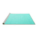 Sideview of Machine Washable Abstract Turquoise Contemporary Area Rugs, wshcon1373turq