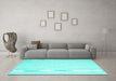 Machine Washable Abstract Turquoise Contemporary Area Rugs in a Living Room,, wshcon1373turq