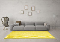 Machine Washable Abstract Yellow Contemporary Rug, wshcon1373yw