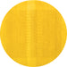 Round Machine Washable Abstract Yellow Contemporary Rug, wshcon1374yw