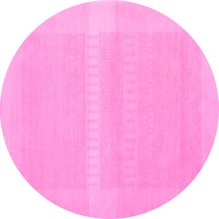 Round Machine Washable Abstract Pink Contemporary Rug, wshcon1374pnk