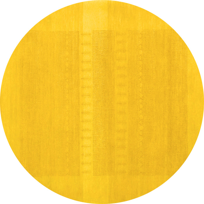 Round Abstract Yellow Contemporary Rug, con1374yw