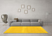 Machine Washable Abstract Yellow Contemporary Rug in a Living Room, wshcon1374yw