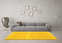 Machine Washable Abstract Yellow Contemporary Rug, wshcon1374yw