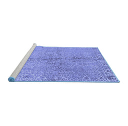 Sideview of Machine Washable Abstract Blue Contemporary Rug, wshcon1375blu
