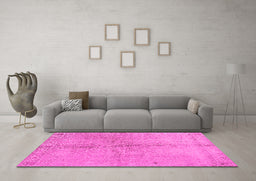 Machine Washable Abstract Pink Contemporary Rug in a Living Room, wshcon1375pnk