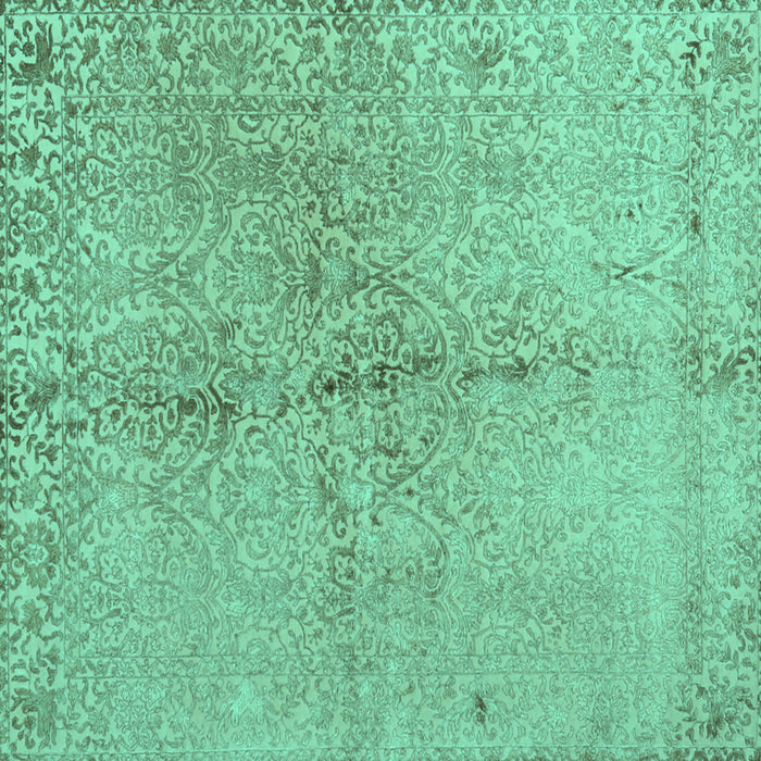 Square Abstract Turquoise Contemporary Rug, con1375turq