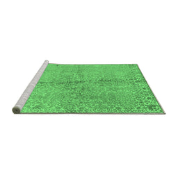 Sideview of Machine Washable Abstract Emerald Green Contemporary Area Rugs, wshcon1375emgrn