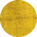 Round Abstract Yellow Contemporary Rug, con1375yw