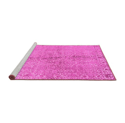 Sideview of Machine Washable Abstract Pink Contemporary Rug, wshcon1375pnk