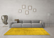 Machine Washable Abstract Yellow Contemporary Rug in a Living Room, wshcon1375yw