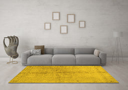 Machine Washable Abstract Yellow Contemporary Rug in a Living Room, wshcon1375yw