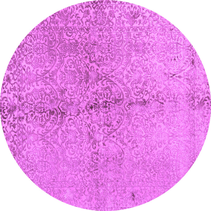 Round Abstract Purple Contemporary Rug, con1375pur