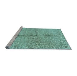 Sideview of Machine Washable Abstract Light Blue Contemporary Rug, wshcon1375lblu