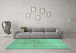 Machine Washable Abstract Turquoise Contemporary Area Rugs in a Living Room,, wshcon1375turq