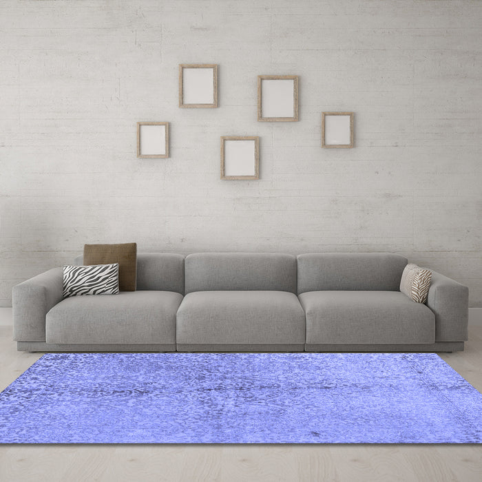 Machine Washable Abstract Blue Contemporary Rug in a Living Room, wshcon1375blu