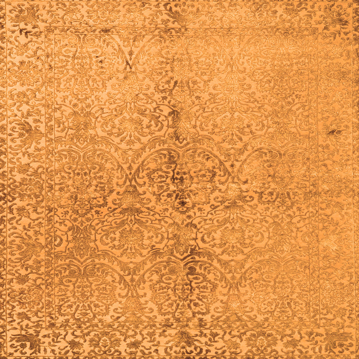 Round Machine Washable Abstract Orange Contemporary Area Rugs, wshcon1375org