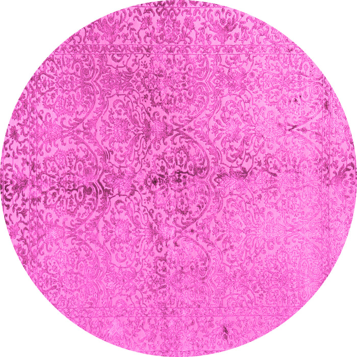 Round Abstract Pink Contemporary Rug, con1375pnk