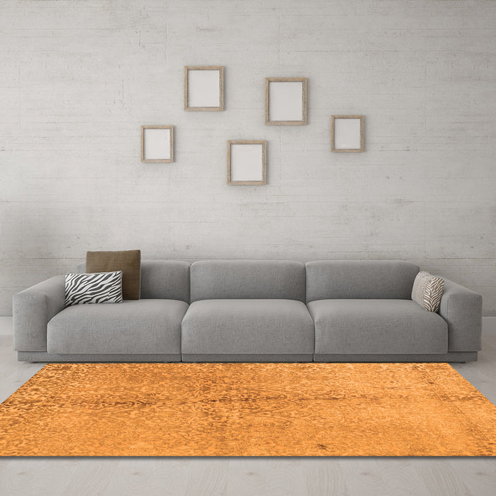 Machine Washable Abstract Orange Contemporary Area Rugs in a Living Room, wshcon1375org