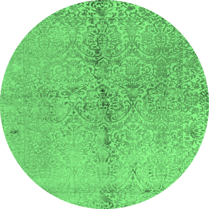 Round Abstract Emerald Green Contemporary Rug, con1375emgrn